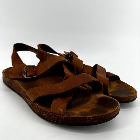 Chaco Wayfarer Sport Sandals Leather ChacoGrip LUVSEAT Sling Back Rust Brown 9 - Picture 3 of 8